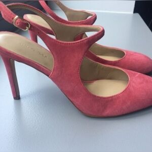 Ann Taylor Suede Heels Pumps Salmon Pink 8
